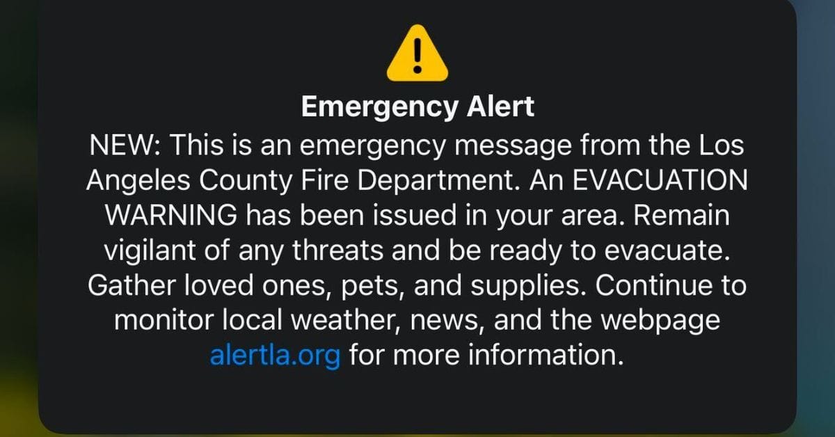 This wildfire evacuation alert accidentally went out to everyone in LA This wildfire evacuation alert accidentally went out to everyone in LA